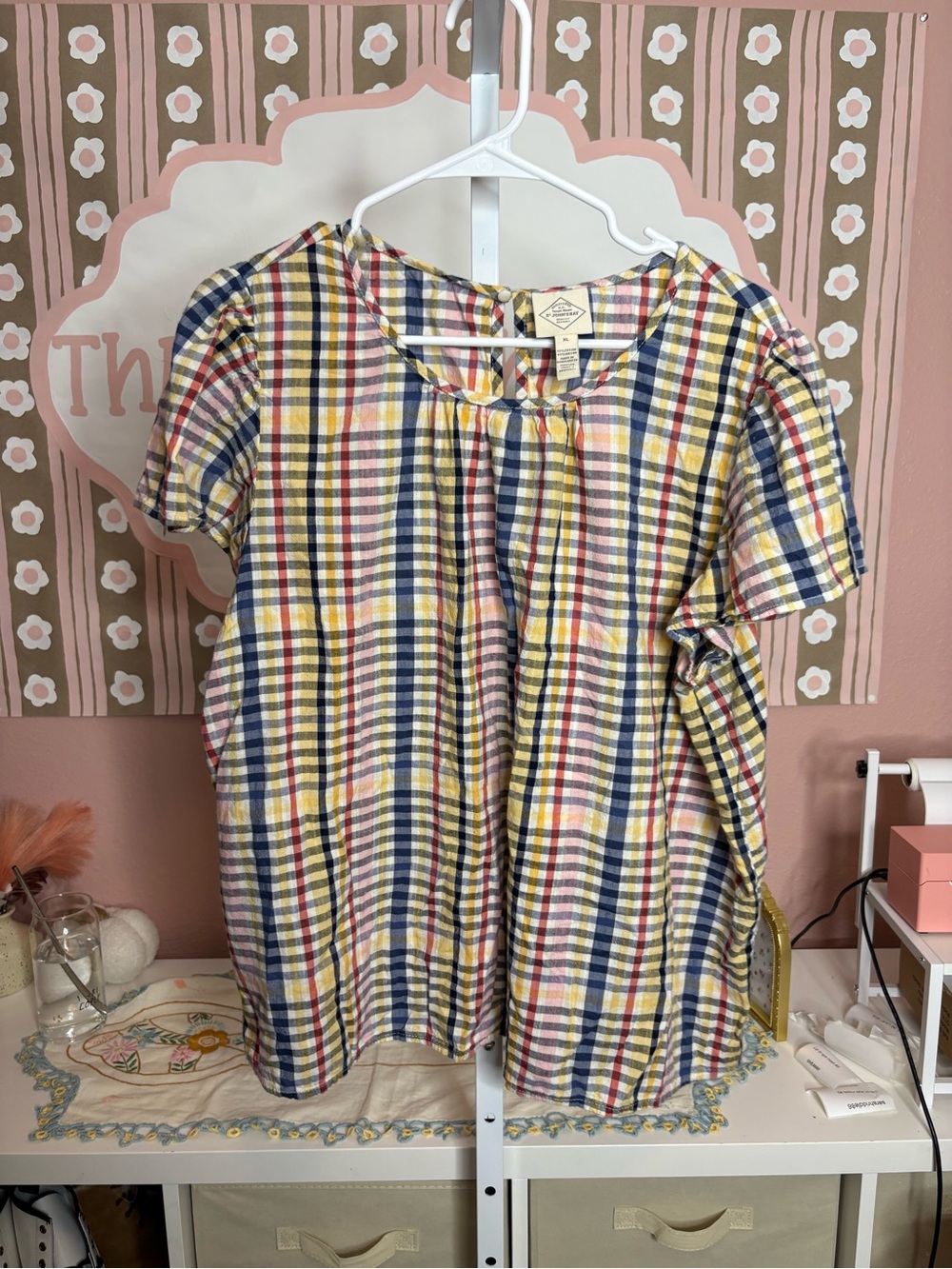 St Johns bay colorful Plaid Short-Sleeve Top